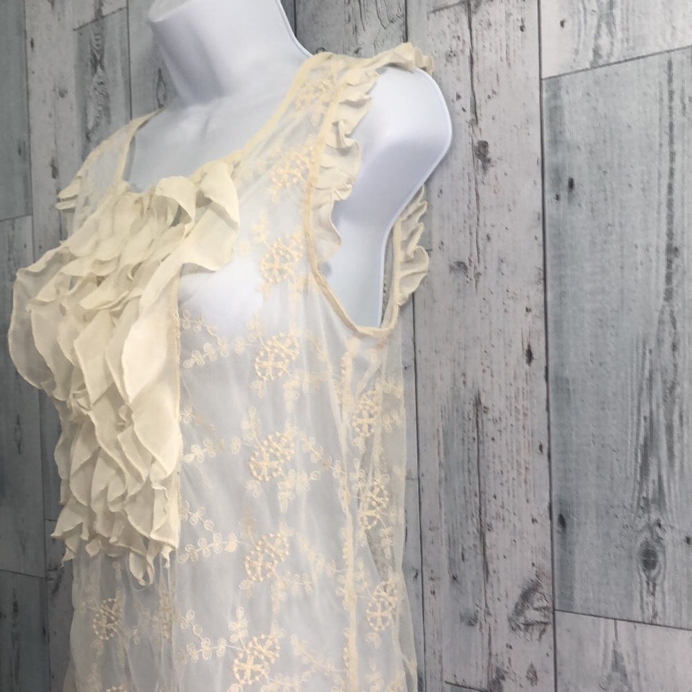 Adiva Sheer Lace Ruffled Top NWT Medium - Picture 4 of 10